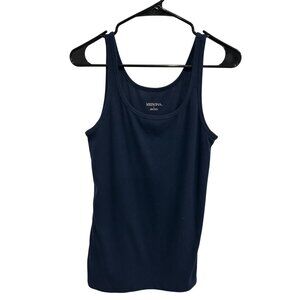 Merona Womens Navy Blue Ribbed Polyester Blend Stretchy Cami Tank Top Size L